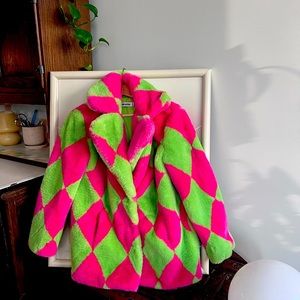 Girlfriend Material Faux Fur Dopamine Dressing Coat Small